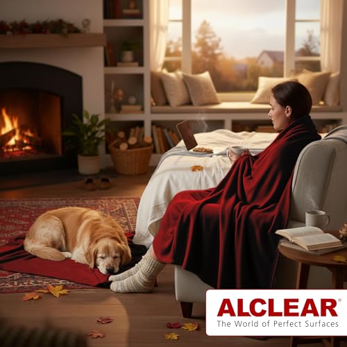 ALCLEAR 3 Stück Oeko Tex Fleecedecken, Farbe: Bordeaux, tolle Größe 130x160 cm, über 200 g/m2, Sofadecke Couchdecke Wohndecke, Picknickdecke Sofaüberwurf Decke