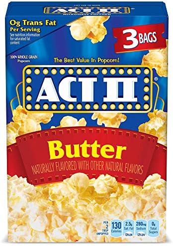 ACT II Butter Microwave Popcorn, 3-Count 2.75-oz. Bags (Pack of 12)