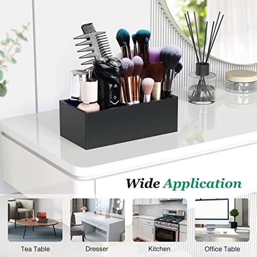Luxspire Toothbrush Holder, 5 Slots Toothbrush Razor Holder Toothpaste Stand, Resin Decorative Dental Storage For Bathroom Accessories Set Vanity Counter Sink Organizer Storage Organizer Caddy - Black #TOP4