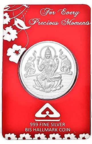 5 grams pure silver coin lakshmi g pure silver coin laxmi ganesh Bis Hallmark 999 fine Silver Coin . 5gm coin lakshmi ganesh bar for gift in happy birthday gift & happy anniversary gift festive gift pack for pooja & Dhanteras diwali