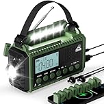 Roxicosly Wind Up Radio, AM/FM/SW Emergency Solar Hand Crank Radio with 44400mWh/12000mAh Rechargeable Battery, USB Phone Charger, SOS Alarm, Flashlight, LCD Display, Headphone Jack for Home Outdoor