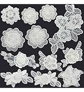 12 Pieces Flower Lace Embroidered Applique 3D Floral Sew On Patches for Clothes Repairing Decorat...