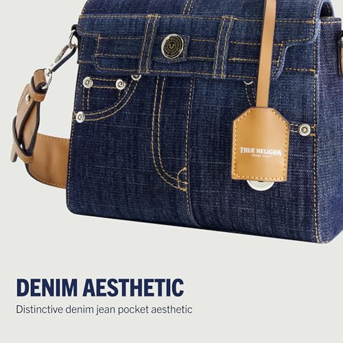 True Religion Women's Shoulder Bag Purse, Jean Pocket Mini Flap Crossbody Handbag with Adjustable Strap3