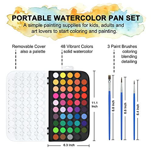 Shuttle Art 58 Pack Watercolor Paint Set, 48 Colors Watercolor Pan With 10 Paint Brushes For Beginners, Artists, Kids & Adults To Watercolor Paint, Bullet Journal, Calligraphy Practice #TOP1