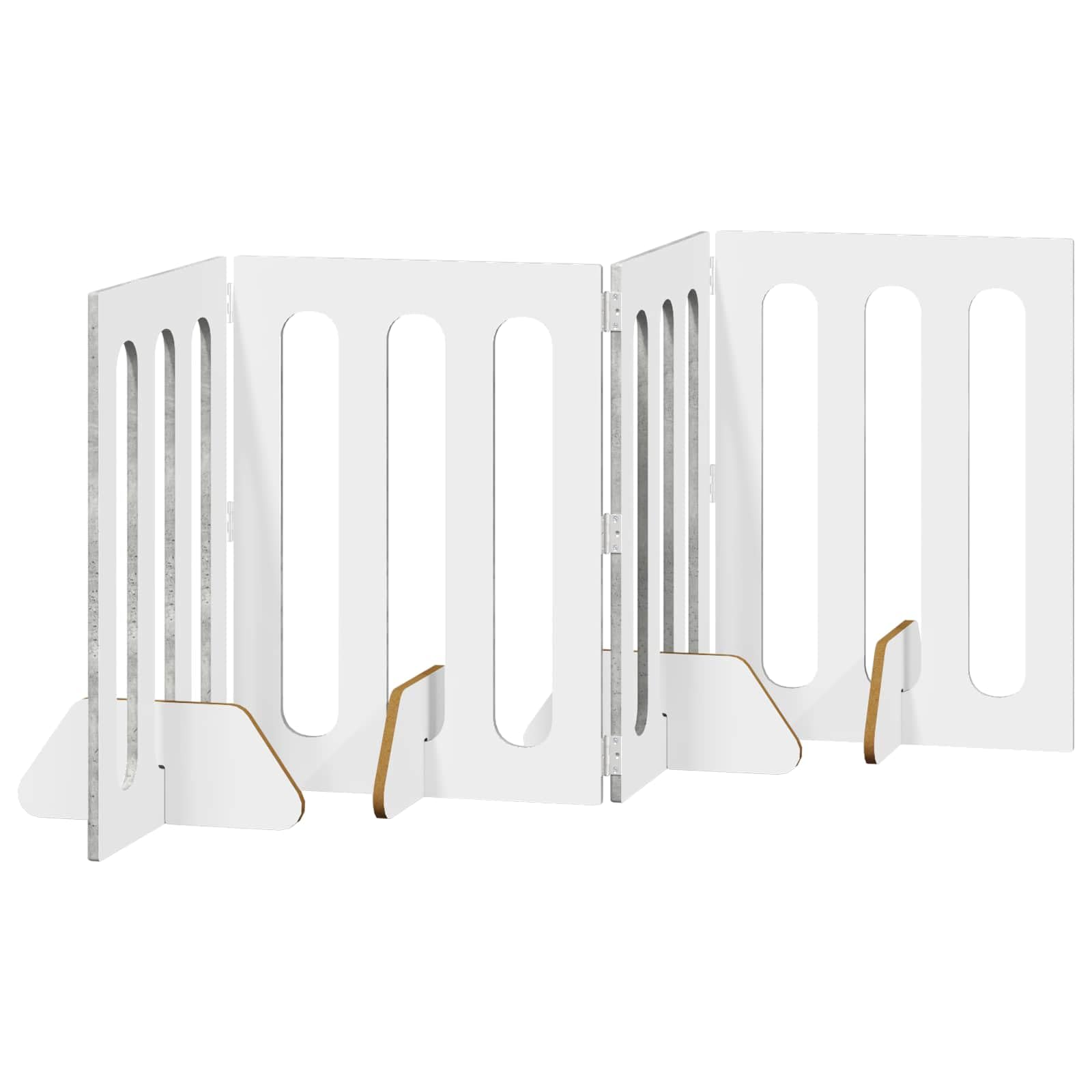 Recinzione pieghevole per animali domestici, in legno, grigio cemento, 201 x 38 x 70 cm, 4 pezzi, pannello pieghevole flessibile con rotazione di 180°, per interni, barriera sicura e