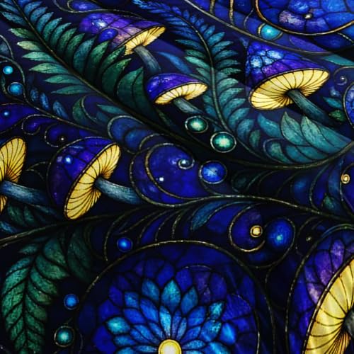 Image of AILONEN Full Comforter Set 3 Piece, Blue Firefly Mushroom 3D Printed Bedding with 2 Pillowcases, Soft Breathable Microfiber Celestial Decor for Guest Room
