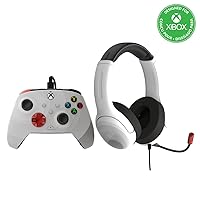 Vista 1 de PDP Radial White Bundle Pack REMATCH Advanced Wired Controller & AIRLITE Wired Headset - Xbox Series XS, Xbox One, & Windows 1011 PC