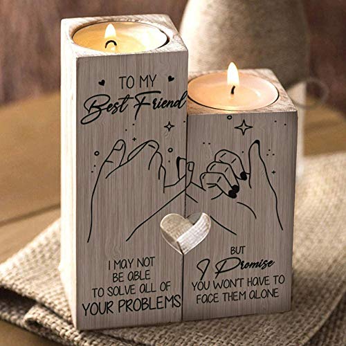 To My Bestie Candle Holder - I May Not Be Able To Solve All Of Your Problems But I Promise You Won't Have To Face Them Alone Women Teen Girls Friend Personalized Custom Birthday Gift Graduation Gift #TOP1