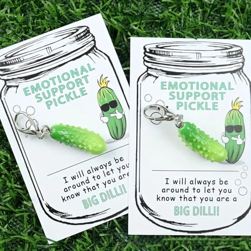 LIU JUN Cute Pickle Design Keychain With Pocket Hug Card, Emotional Support Fun Pocket Hug Positive Pickle with Support Card3
