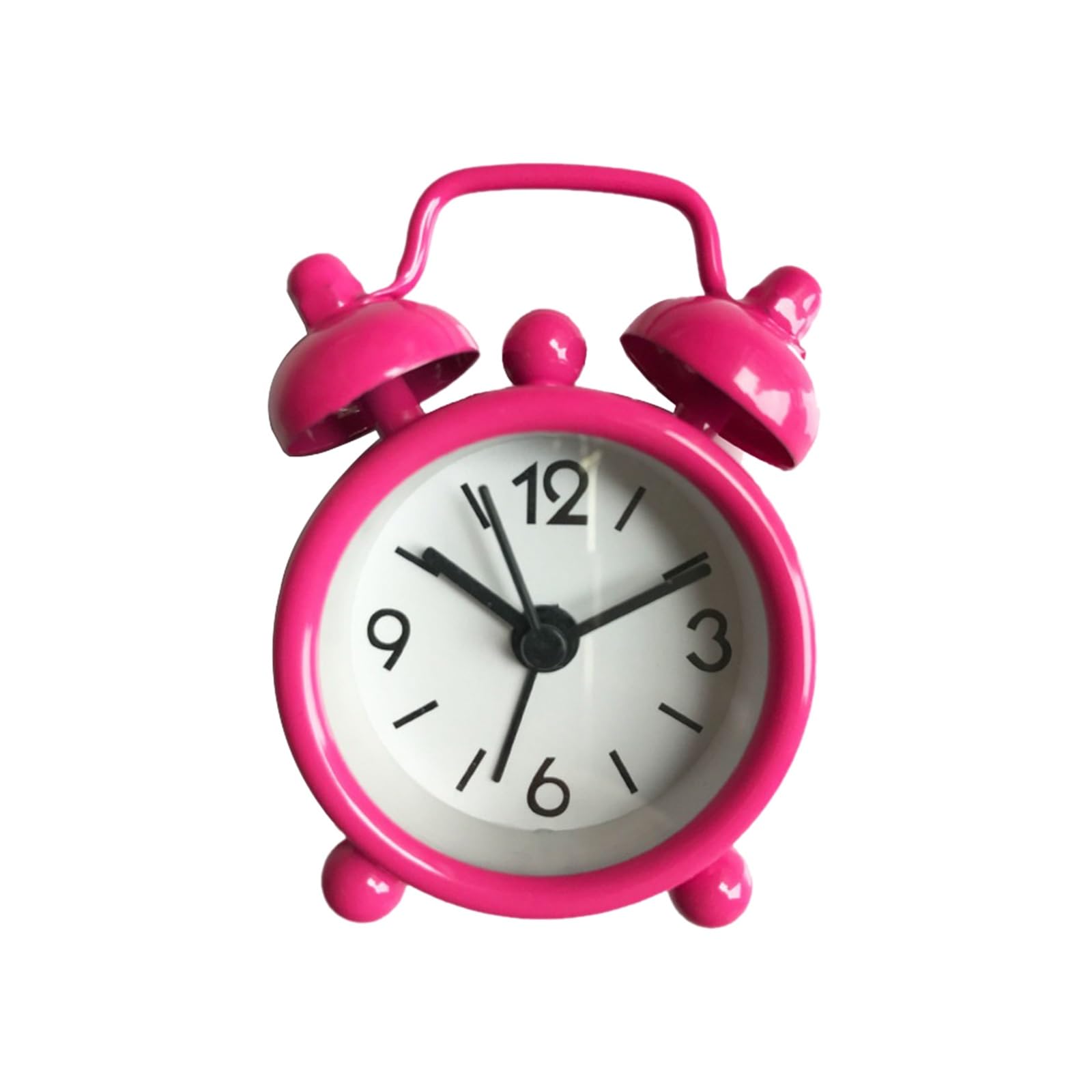 MYXJX alarm clock, Alarm Clocks Mini Metal Creative Blue Quartz Round Portable Desktop Decoration Home(Pink)