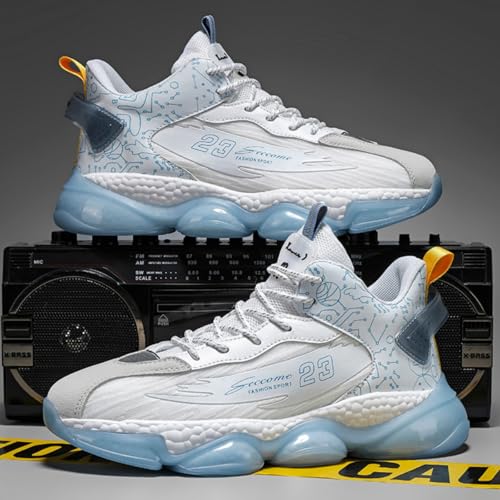 Mens Lace Up High Top Fashion Sneakers Lightweight Non-Slip Soft Sole Basketball Shoes for Tennis Running Walking Training4