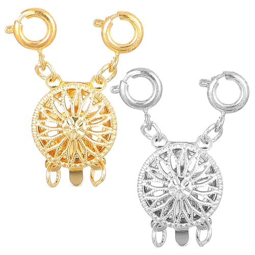 Mabor Kettenverschluss Silber Gold für Mehrreihig Ketten，2 Stück Ketten Layering Verschluss Halsketten Kettenverkürzer Trenner Stapelverschluss Schmuck Kettenverlängerung für Stapelbare Halsketten