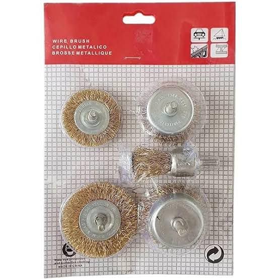 G.S.D. Tools Multipurpose Wire Brass Brush Set To Remove Paint, Dust, Dirt, Medium (Golden) - 1 Set Of 5 Pc Brass Wire Brush