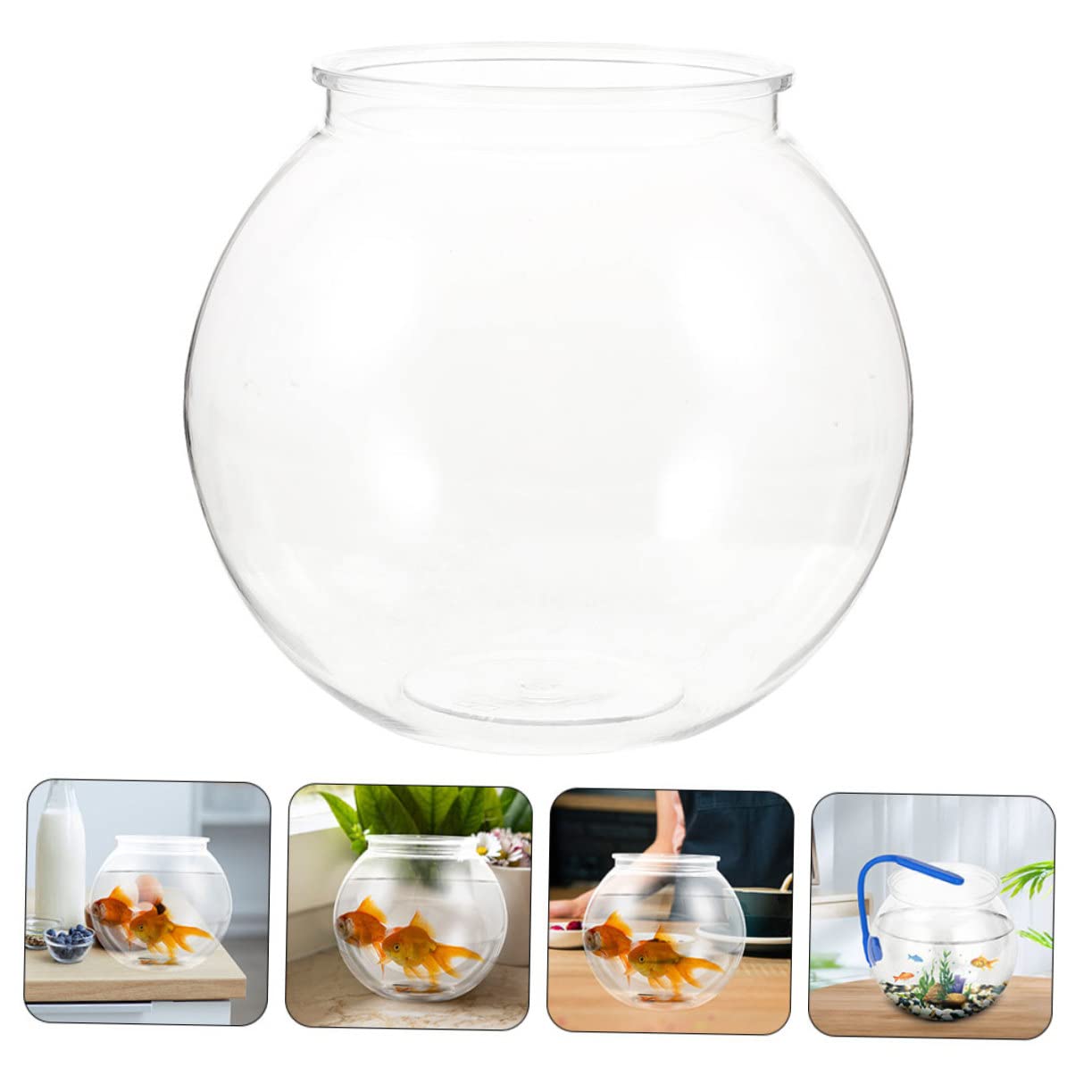 Housoutil Acuario Pequeño Transparente De Pecera Redonda Decorativa para Hogar y Oficina Tanque De Peces Dorados y Betta Decorativo y Resistente