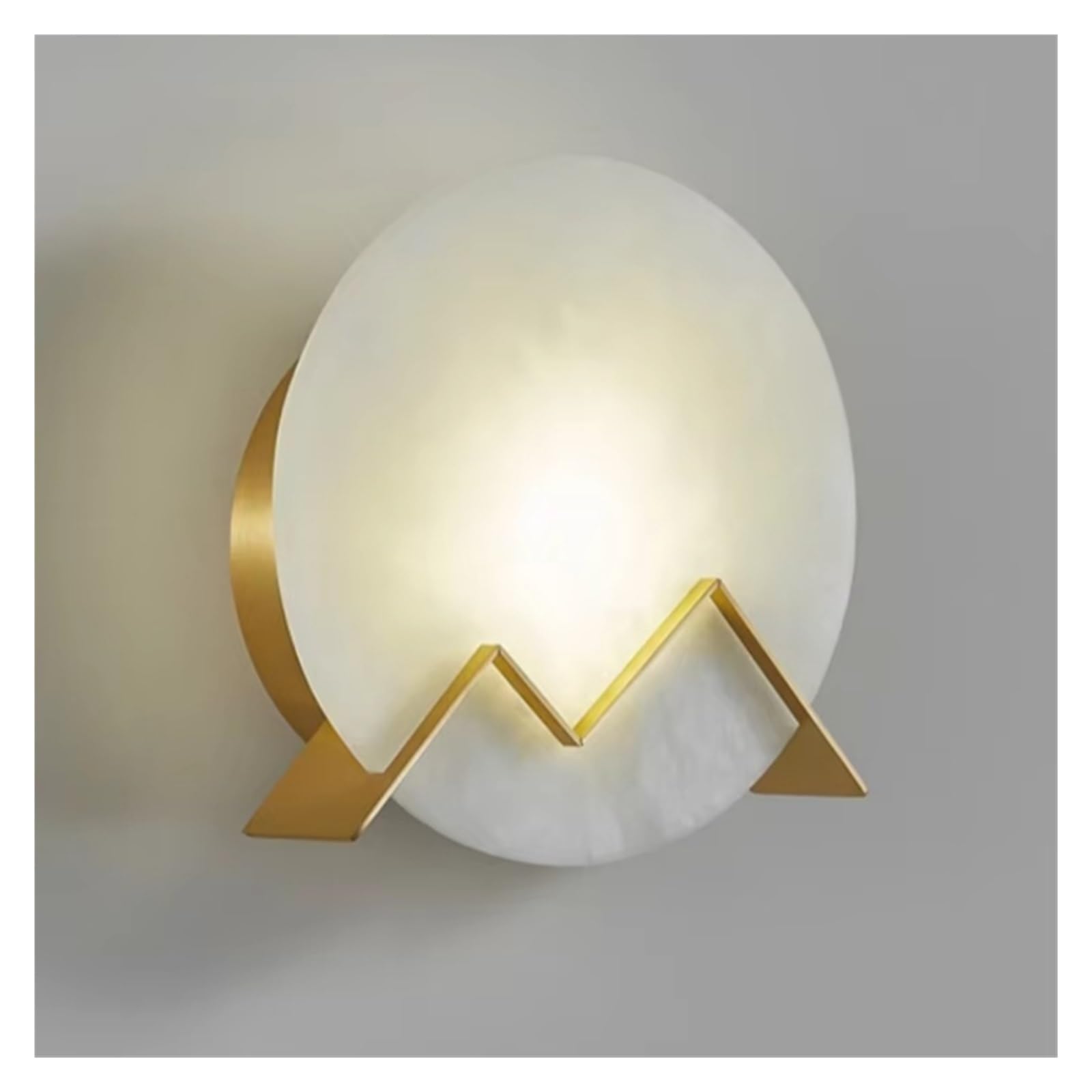 ASerZenith Modern Marble Wall Sconce For Living Room Background Wall Bedroom Bedside Staircase All Copper Wall Lamp,Warm White-D20Cm