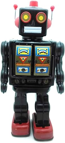 Miniatura 3 de Charmgle Juguetes de lata retro robot para caminar, robot de escritorio eléctrico giratorio con sonido de pistola de fuego, colección para adultos,