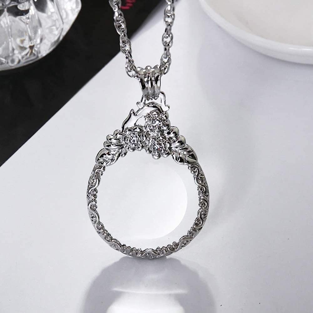 Lente d'Ingrandimento per Collana, monocolo, Lente d'Ingrandimento per Libri, giornali, mappe, Artigianato, Hobby, Lente d'Ingrandimento Leggera/Argento