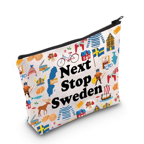Schweden-Symbole, Souvenir, Kosmetiktasche, Schweden-Geschenk, Schweden-Reise, Make-up-Tasche, Schweden-Liebhaber, Geschenk, Europa-Reisegeschenk, Next Stop Schweden