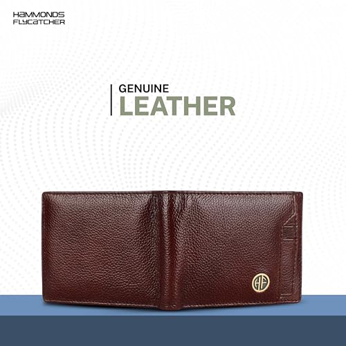 HAMMONDS FLYCATCHER Genuine Leather Wallet for Men - RFID Protected Leather Purse for Men, Money Purse for Men, Bi-Fold Wallet - 6 Card Slots, 1 Card Case, Coin Pocket, Hidden Pockets - Brown (Image - 2)