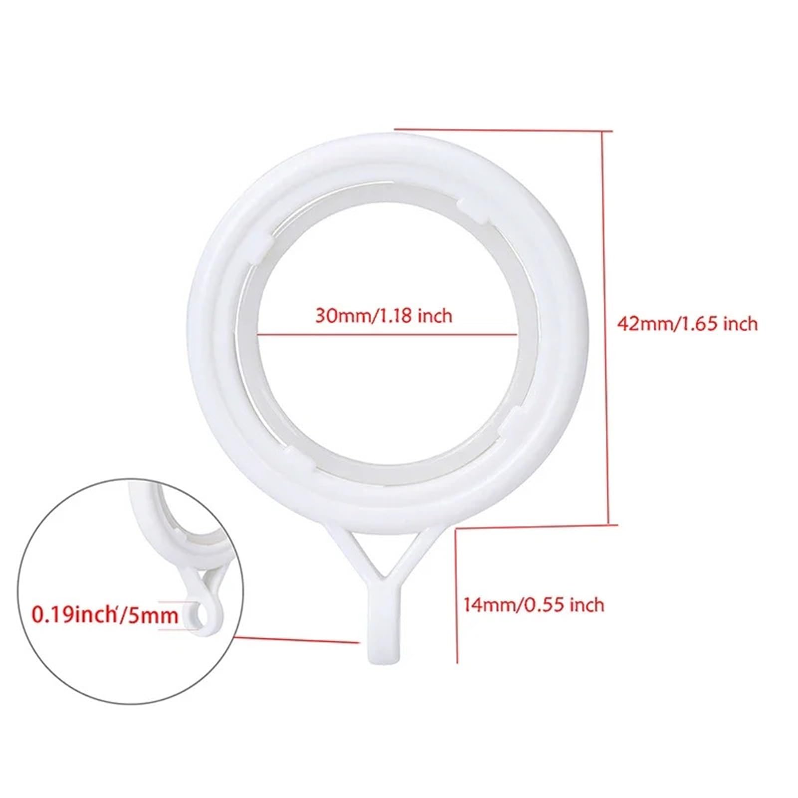 Anneaux de rideaux, Anneaux de rideau avec œillets 320 pièces crochets draperie en plastique sans bruit coulissant à l'échelle nanométrique silencieux accessoires noir et blanc(White)
