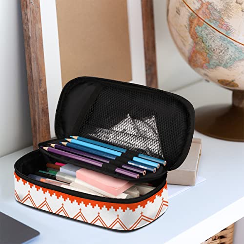 Image of Pardick Aztec Big Capacity Pencil Pen Case Aztec Print Large Pencil Pouch with Zipper Compartments Pencil Bag for Boys Girls Adults Student Office School Supplies