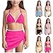 Girls 3 Pieces Swimsuits Halter Bikini Sets with Beach Coverups Wrap Skirt Bathing Suit Summer Swimwear for 8-16 Years