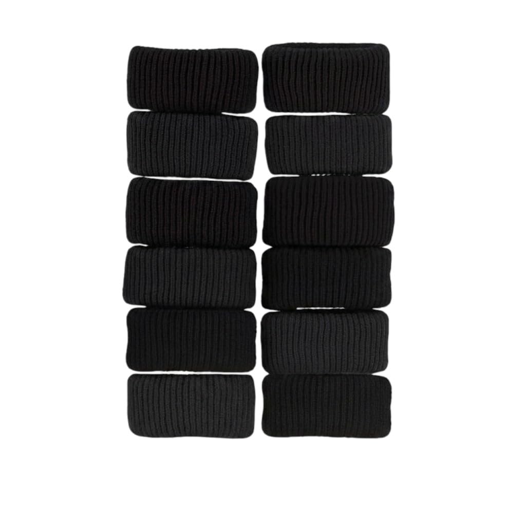 Pack of 12 Large Thick Hair Rubber Bands for Women & Girls | Premium Cotton Hair Ties | Strong Stretchable Elastic Ponytail Holders | No Damage Durable Hair Bands for Thick & Thin Hair | Daily Use Hair Accessories(Black)-image-4