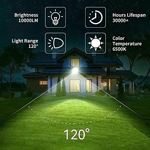 Jrbfa 2 Pack 100W Led Flood Lights Outdoor, 10000Lm Led Work Light With Plug, 6500K Daylight White, Ip66 Waterproof Exterior Outside Floodlights For Backyard, Garage, Garden, Lawn #TOP2