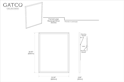 Miniatura 11 de Gatco Espejo de pared de baño, 33 pulgadas de alto x 25 pulgadas de ancho, espejo moderno para sala de estar, tocador, diseño delgado, marco