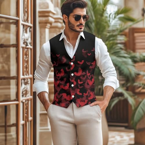 Halloween Vest for Men Lightweight Men's Halloween Suit Vest for Party Evening Slim Fit Waistcoat With Back Strap2