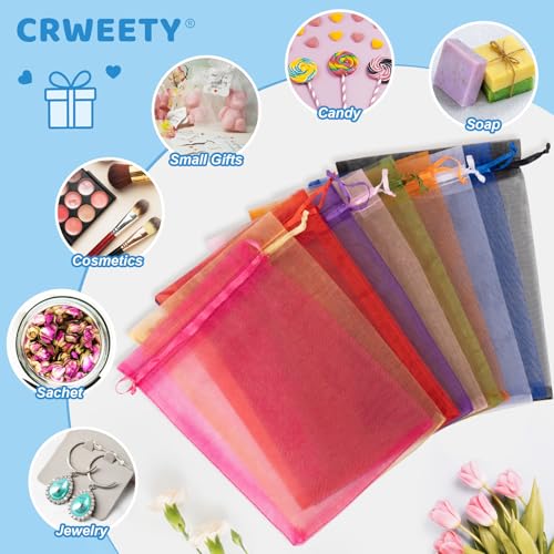 Image of Crweety 50 Pcs 6x9 Inch Lake Blue Organza Bags, Small Mesh Bags Drawstring, Cute Mesh Gift Bags for Bridal Shower Snack Treats, Wedding Candy Party Favor, Jewelry Packaging & Graduation Gifts