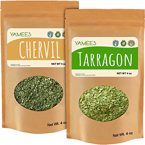 Yamees Tarragon and Chervil - Dried Cut Leaves - Bulk Spices - 2 Pack of 4 Ounces Each