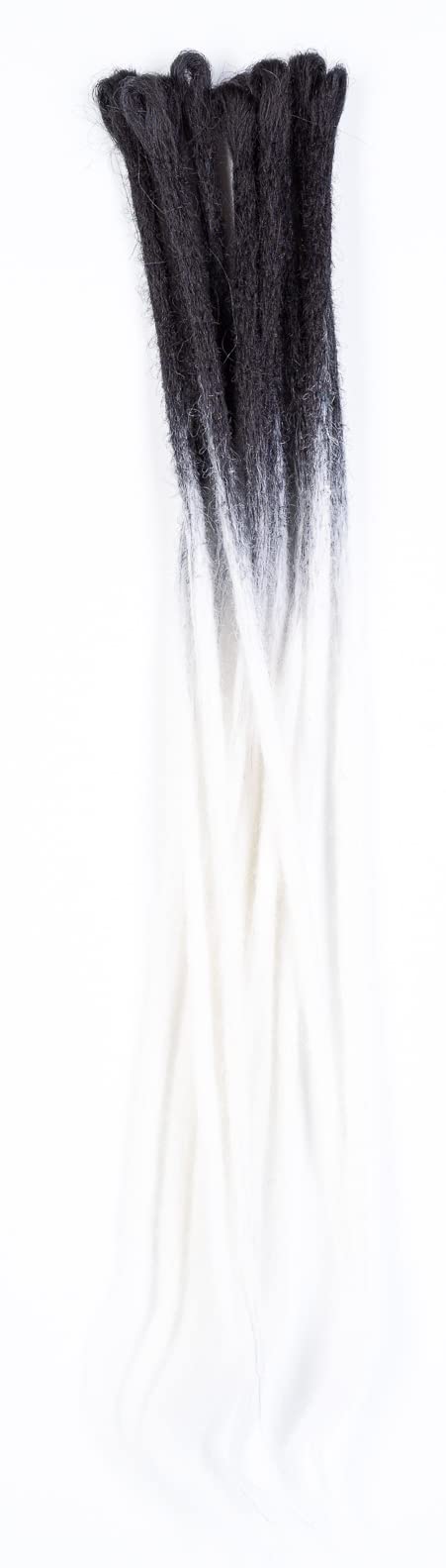 Dreadlab Black White Transitional - Synthetic Dreadlocks Crochet Extensions 10 Pack Ombre Single Ended (Black White Transitional)
