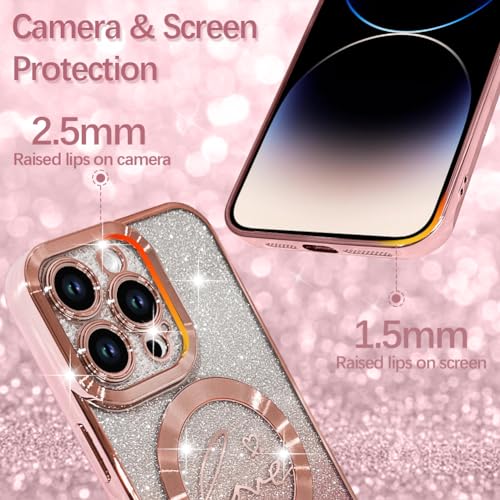 Image of ZIYE Magnetic Case Designed for iPhone 14 Pro Max Glitter Case-Pink
