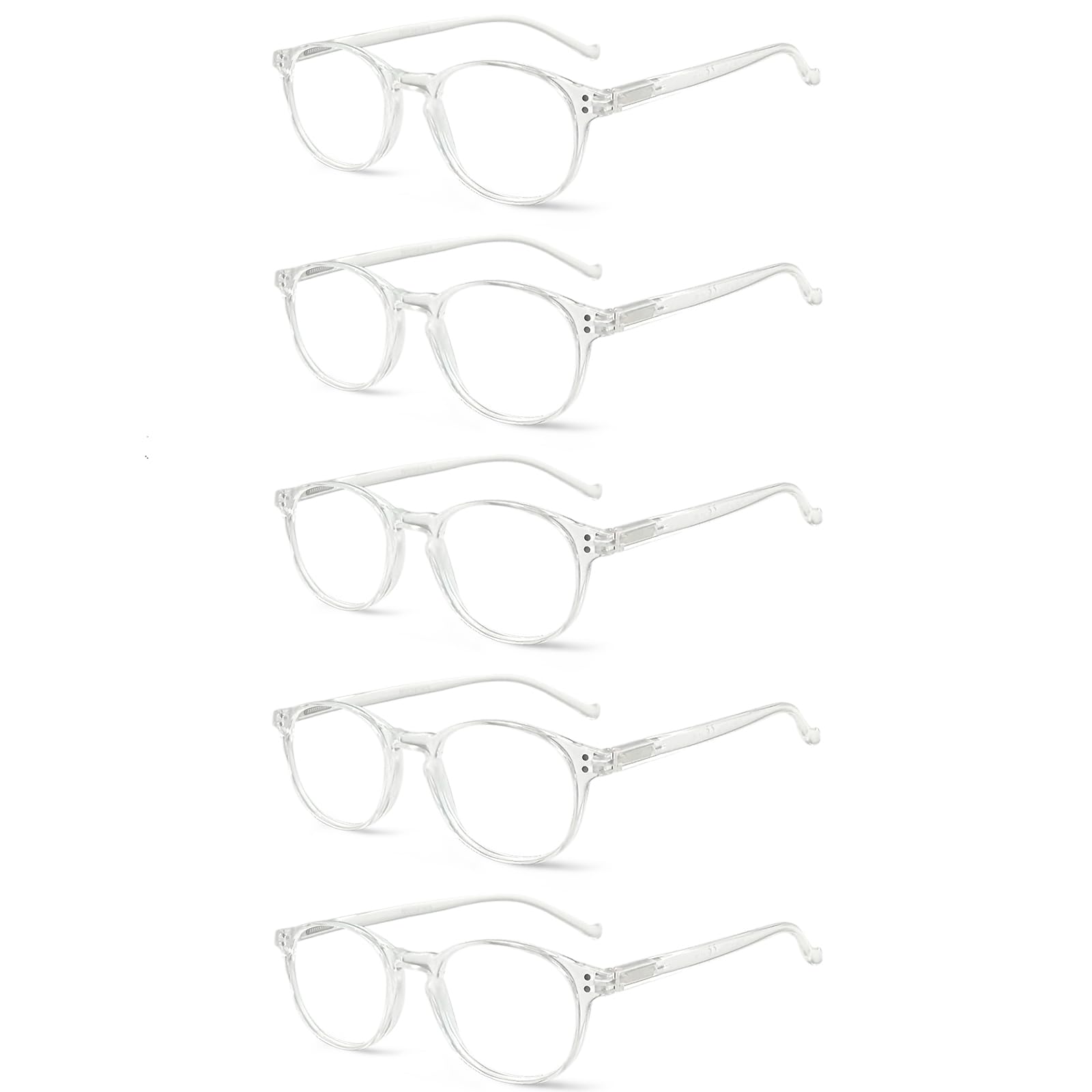 NORPERWIS 5 Pairs Reading Glasses - Standard Fit Spring Hinge Readers Glasses for Men and Women (5 Pack Transparent, 0.75)