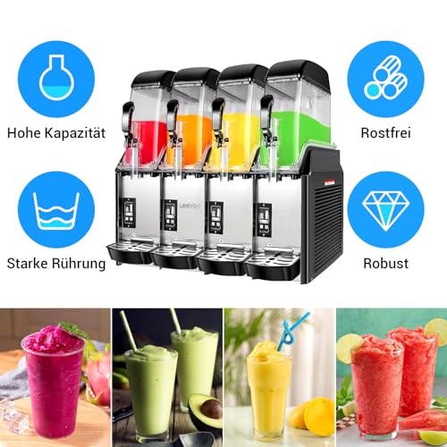 LEEVOT Kommerzielle Slushie-Maschine - 4 Tank 48 Litres Margarita-Maschine Gefriergetränke-Hersteller für Restaurant, Bar, Party - 1500W Edelstahl-Slush-Smoothie-Maschine – Bild 6