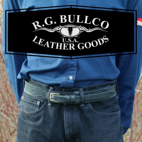 R.G. BULLCO Men's 1-1/2" Genuine Premium Ranger Leather Belt with Snaps, Solid Buckle, Double Edge Stitch2