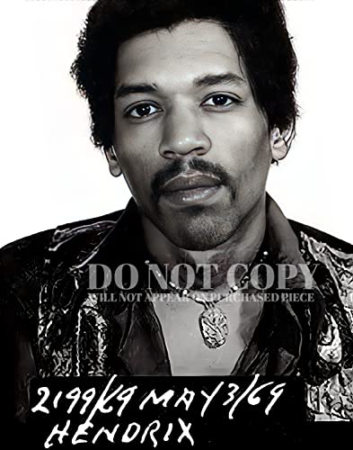 Póster de Jimi Hendrix 11 x 14: la histórica foto de su arresto en 1969