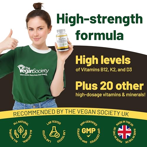 Vegan Multivitamins & Minerals for Women and Men with High Strength Vitamin B12, D3 & K2. 180 Multivitamin Tablets - 6 Months Supply. Vitamins for Vegans & Vegetarians - Image 6