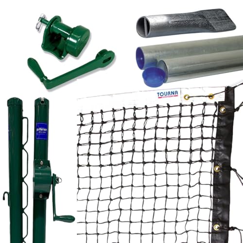 Tourna 3.5mm Deluxe Double-Braided Tennis Net, Tapered – Optional Seasonal Court Maintenance Kit