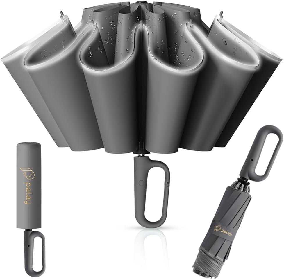 Umbrella for Rain Big Size with Reflective Strap, 3 Fold Travel Umbrella for Sun Protection, Windproof Reinforced 10 Dual Ribs, Automatic Open/Close