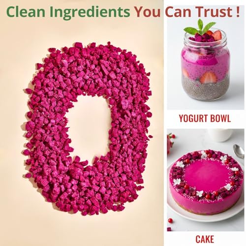 image for VitalForest Freeze Dried Dragon Fruit Cubes – 4.23oz (120g) 100% Red