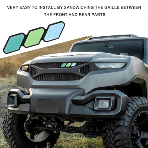 Image of Car Grille Decor Badge, Tri-Color Front Grille Decoration Label Emblem, Creative Badge Decal Auto Bumper Trim Compatible with Tacoma 4Runner, Exterior Car Accessories (Style J)