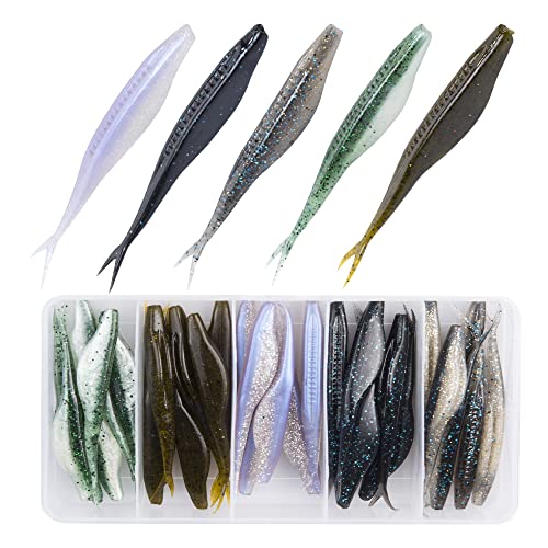 Bombrooster Fishing Bait Soft Plastic Fishing Lure, 4in Salty Split...