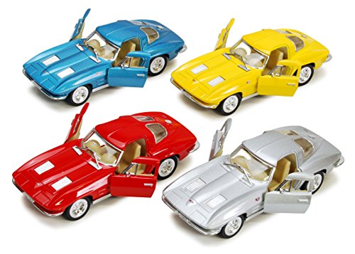 KiNSMART 1963 Chevy Corvette Stingray, Set of 4 5358D - 1/36 Scale Diecast Model Toy Cars