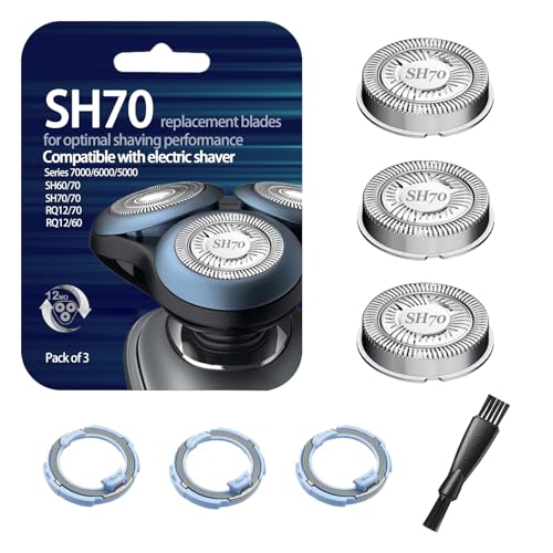 SUPERNB SH71 Replacement Heads for All Series 7000 9000 and Series 5000 Angular Dual Ring Mesh for Efficient Shave Fits S5xxx/S6xxx/S7xxx 3-Pack