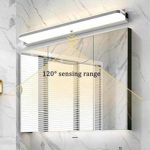 Aplique de pared LED con sensor para espejo de baño en color plata neutra 52cm 2