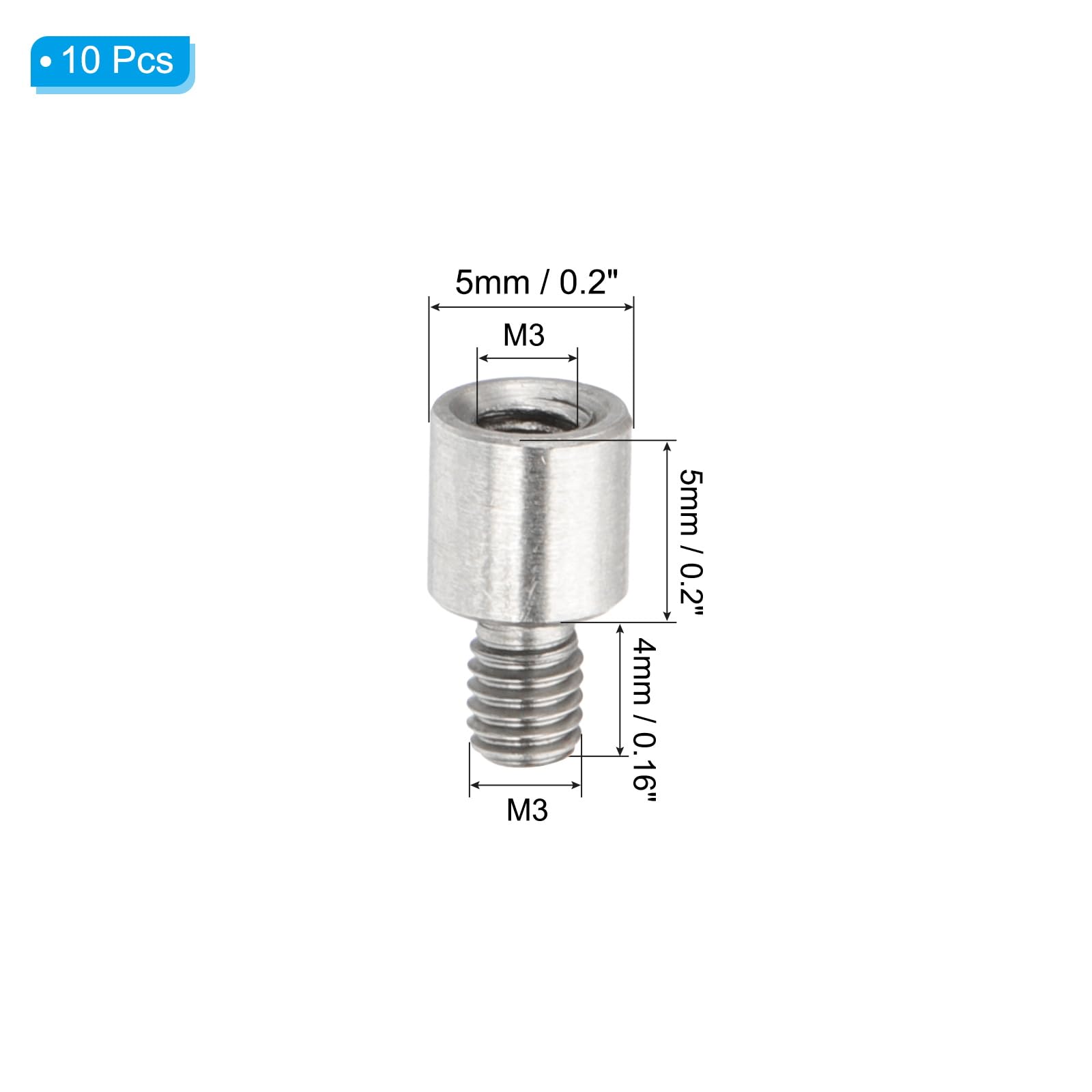 PATIKIL 10 Pcs M3x5+4mm Stainless Steel Standoff Extension Posts Screws,Metric Male Female Thread Adapters Spacer for PCB,Quadcopter Drone,Computer & Circuit Board Assortment Kit - Image 2
