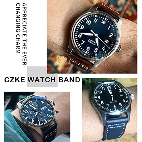 Bracelet montre cuir véritable 22mm résistant pour boîtier IWC Mark XVIII