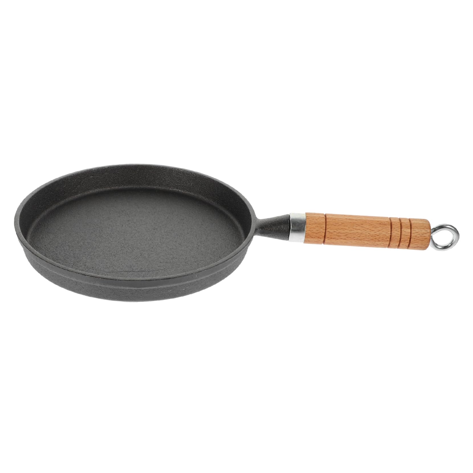 IMIKEYA Padella per Crêpes in Ferro Nero, Superficie Antiaderente, Manici Laterali in Legno, Facile da Pulire per Cucinare a Casa